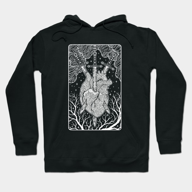 Tarot card - Three Of Swords Hoodie by OccultOmaStore